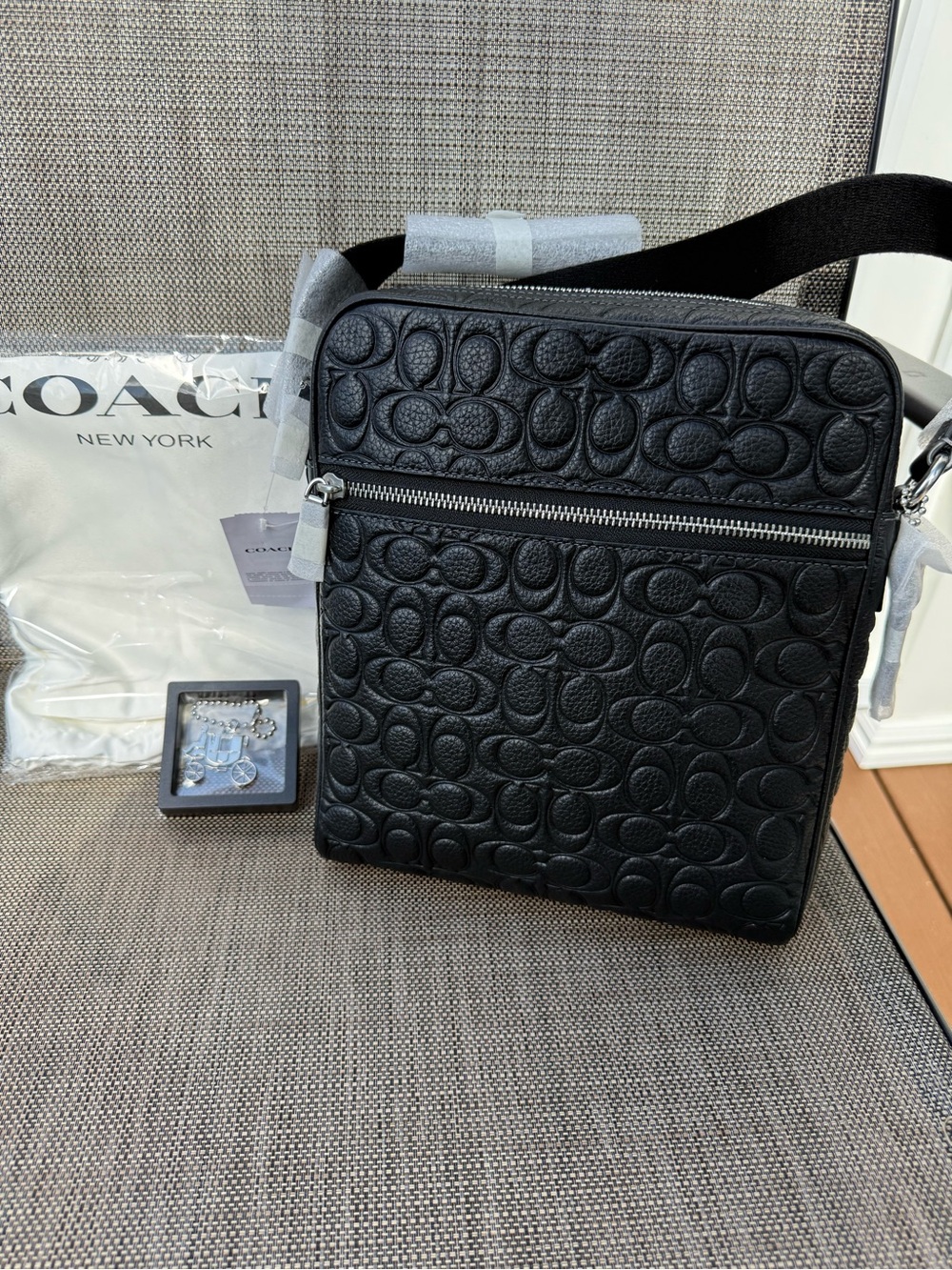 Coach Black Signature Leather Crossbody Bag